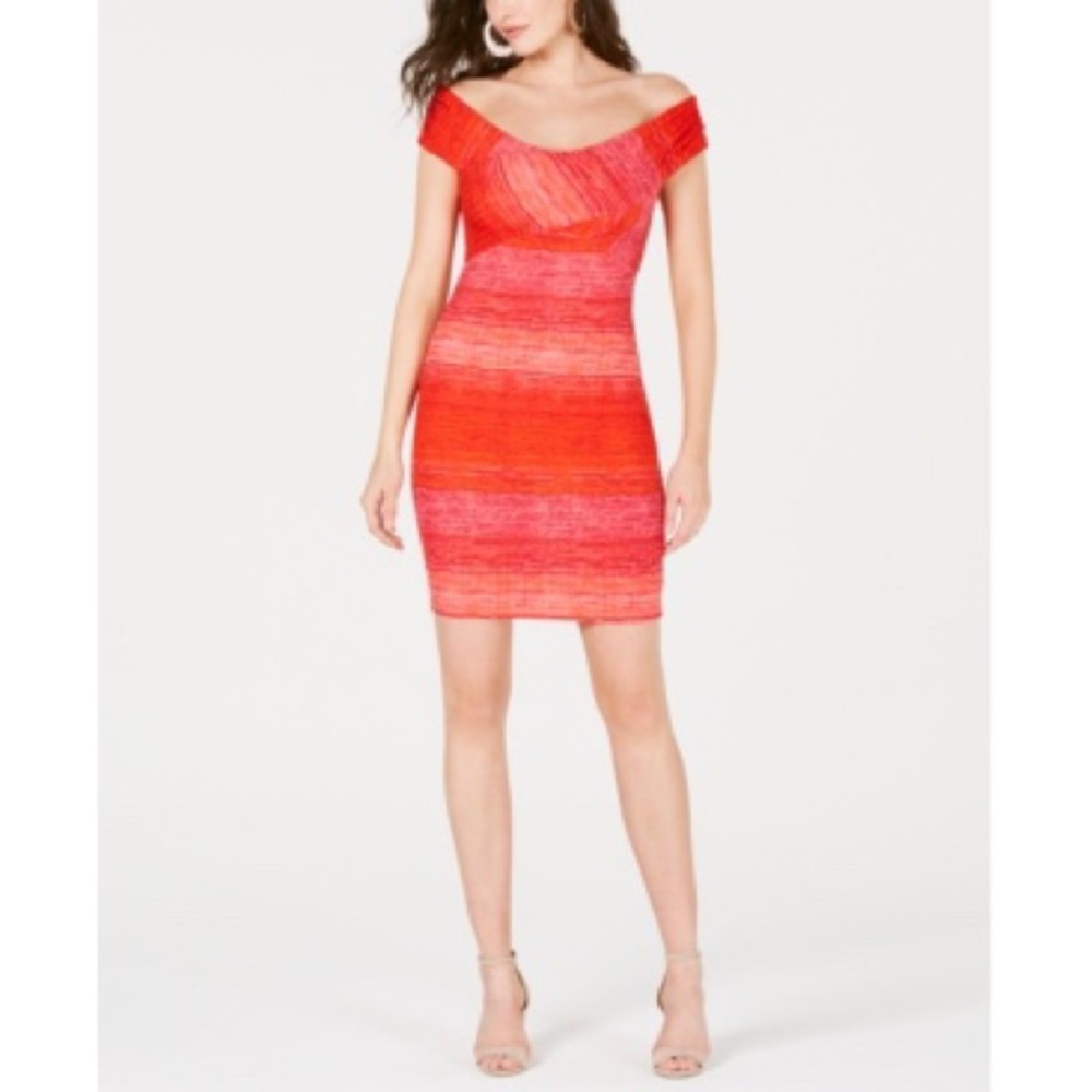 GUESS orange & red bodycon mini dress